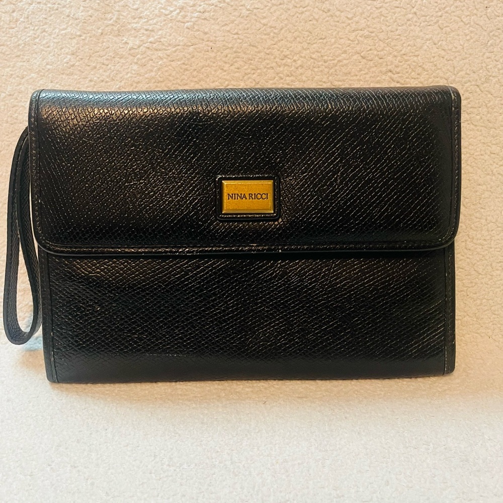 Nina Ricci Black Leather Clutch/Wristlet - Picture 5 of 13